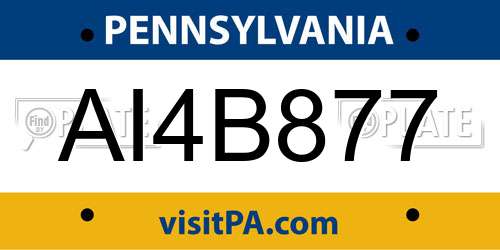 AI4B877 Pennsylvania License Plate