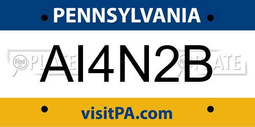 AI4N2B Pennsylvania License Plate
