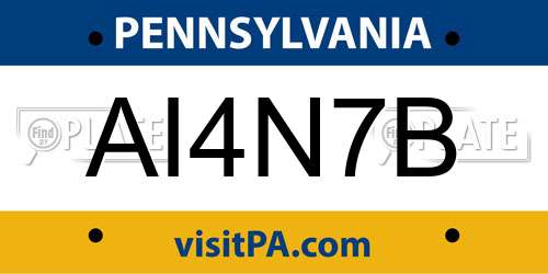 AI4N7B Pennsylvania License Plate