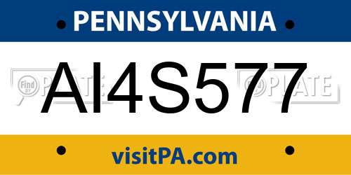 AI4S577 Pennsylvania License Plate