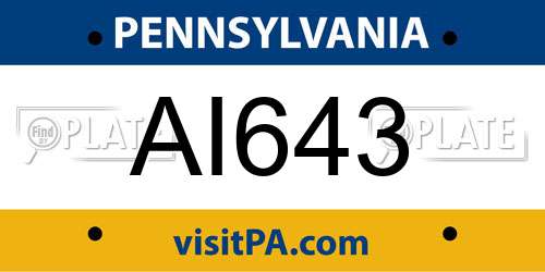 AI643 Pennsylvania License Plate