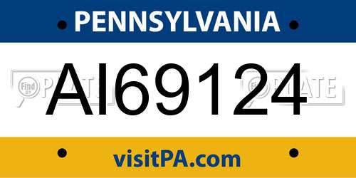 AI69124 Pennsylvania License Plate