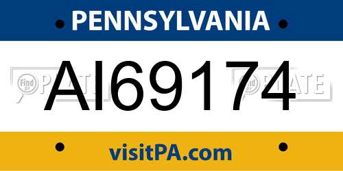 AI69174 Pennsylvania License Plate