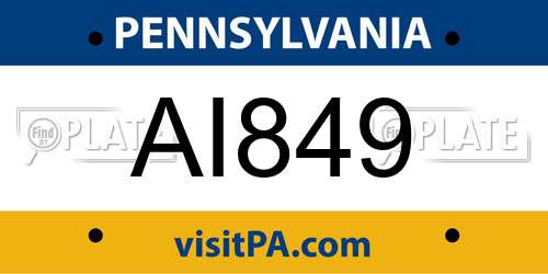 AI849 Pennsylvania License Plate