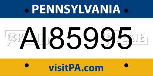 AI85995 Pennsylvania License Plate