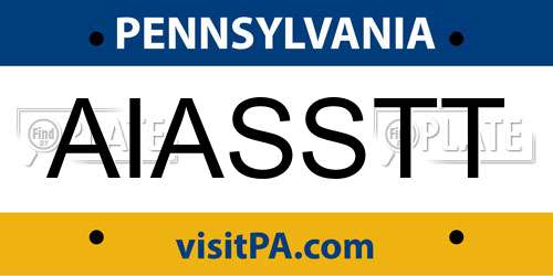 AIASSTT Pennsylvania License Plate