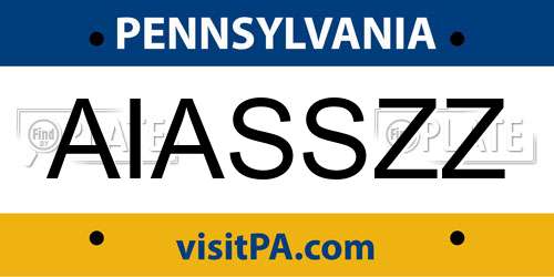 AIASSZZ Pennsylvania License Plate