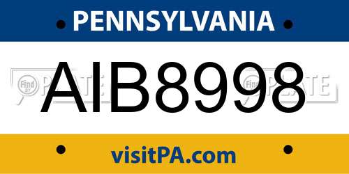 AIB8998 Pennsylvania License Plate