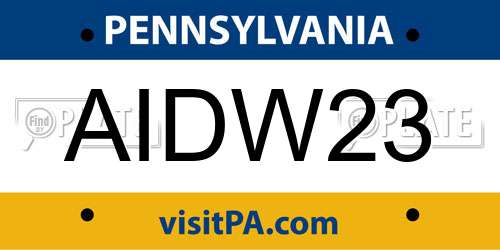 AIDW23 Pennsylvania License Plate