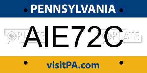 AIE72C Pennsylvania License Plate