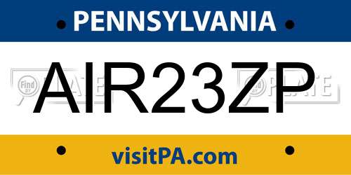 AIR23ZP Pennsylvania License Plate