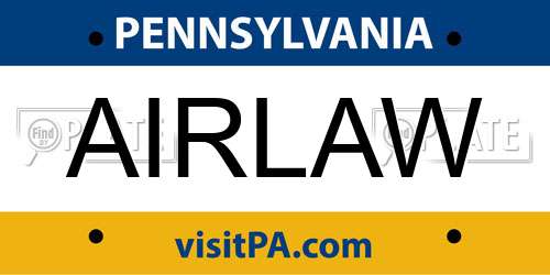 AIRLAW Pennsylvania License Plate