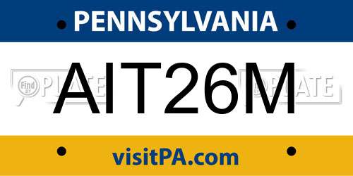AIT26M Pennsylvania License Plate