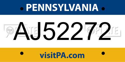 AJ52272 Pennsylvania License Plate