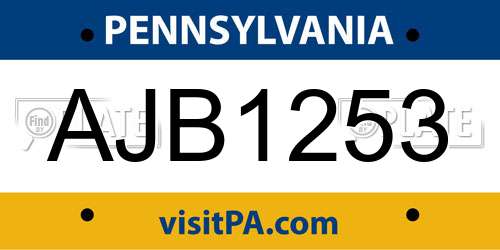 AJB1253 Pennsylvania License Plate