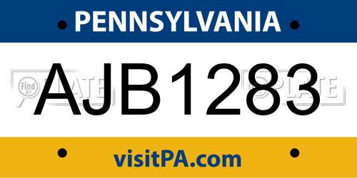 AJB1283 Pennsylvania License Plate