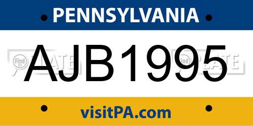 AJB1995 Pennsylvania License Plate