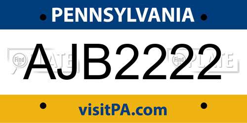AJB2222 Pennsylvania License Plate