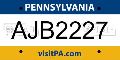 AJB2227 Pennsylvania License Plate