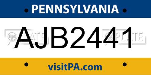 AJB2441 Pennsylvania License Plate