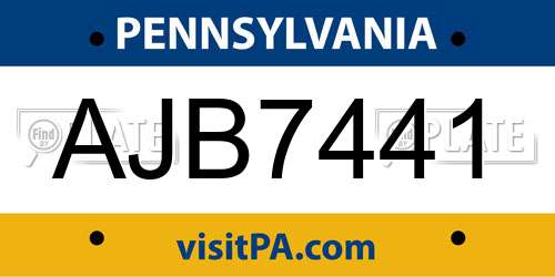 AJB7441 Pennsylvania License Plate