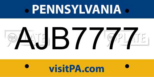 AJB7777 Pennsylvania License Plate