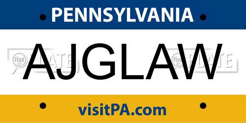 AJGLAW Pennsylvania License Plate