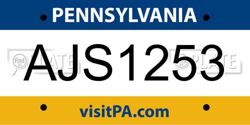 AJS1253 Pennsylvania License Plate