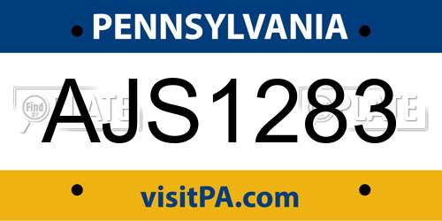 AJS1283 Pennsylvania License Plate