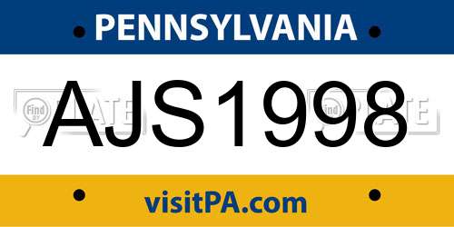 AJS1998 Pennsylvania License Plate