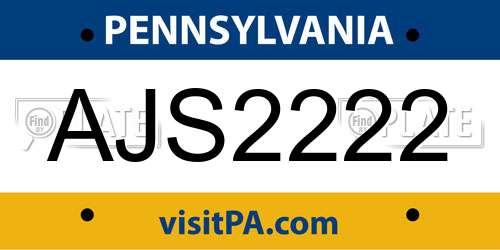 AJS2222 Pennsylvania License Plate
