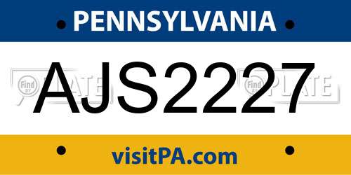 AJS2227 Pennsylvania License Plate
