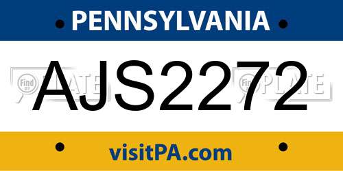 AJS2272 Pennsylvania License Plate