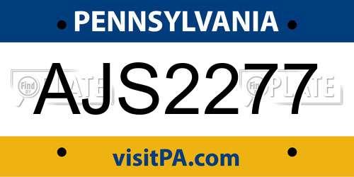 AJS2277 Pennsylvania License Plate