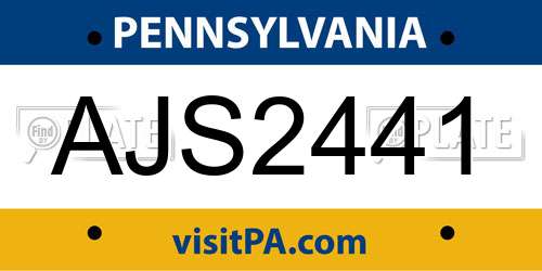 AJS2441 Pennsylvania License Plate