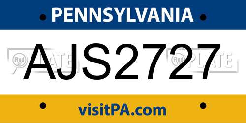AJS2727 Pennsylvania License Plate