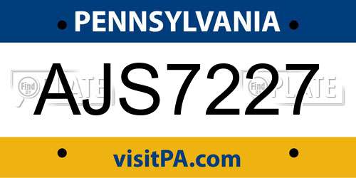 AJS7227 Pennsylvania License Plate