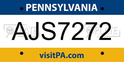 AJS7272 Pennsylvania License Plate
