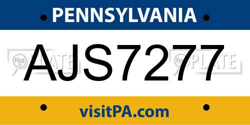 AJS7277 Pennsylvania License Plate