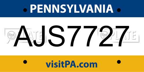 AJS7727 Pennsylvania License Plate