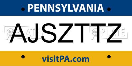 AJSZTTZ Pennsylvania License Plate