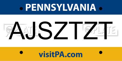 AJSZTZT Pennsylvania License Plate