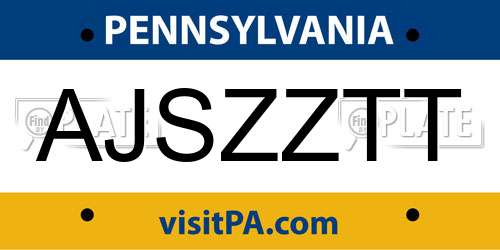 AJSZZTT Pennsylvania License Plate