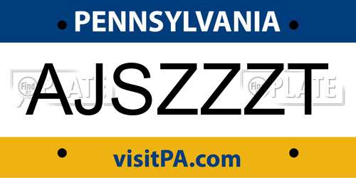 AJSZZZT Pennsylvania License Plate