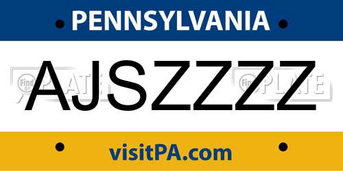 AJSZZZZ Pennsylvania License Plate