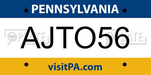 AJTO56 Pennsylvania License Plate