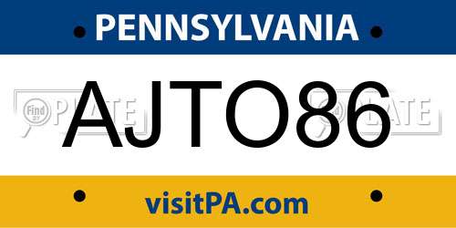 AJTO86 Pennsylvania License Plate