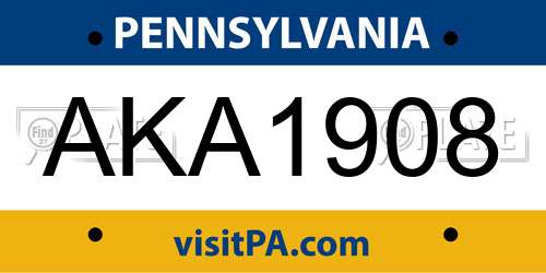 AKA1908 Pennsylvania License Plate