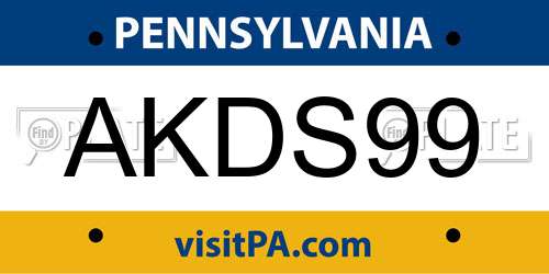 AKDS99 Pennsylvania License Plate
