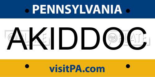 AKIDDOC Pennsylvania License Plate
